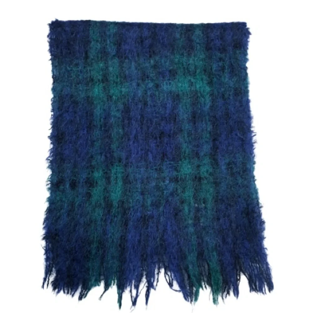 Vintage Black Watch Blackwatch Tartan Plaid Mohair Wool Scarf Highlands Scotland